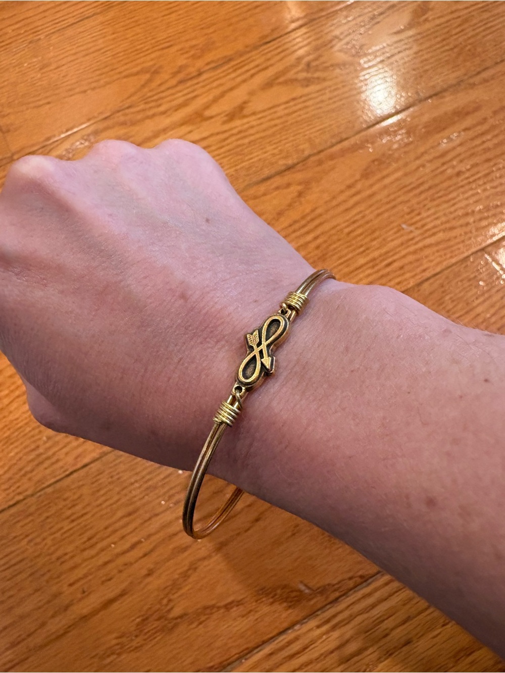 Gold Tone Infinity Arrow Bangle Bracelet Luca + Danni Stackable Minimalist Boho